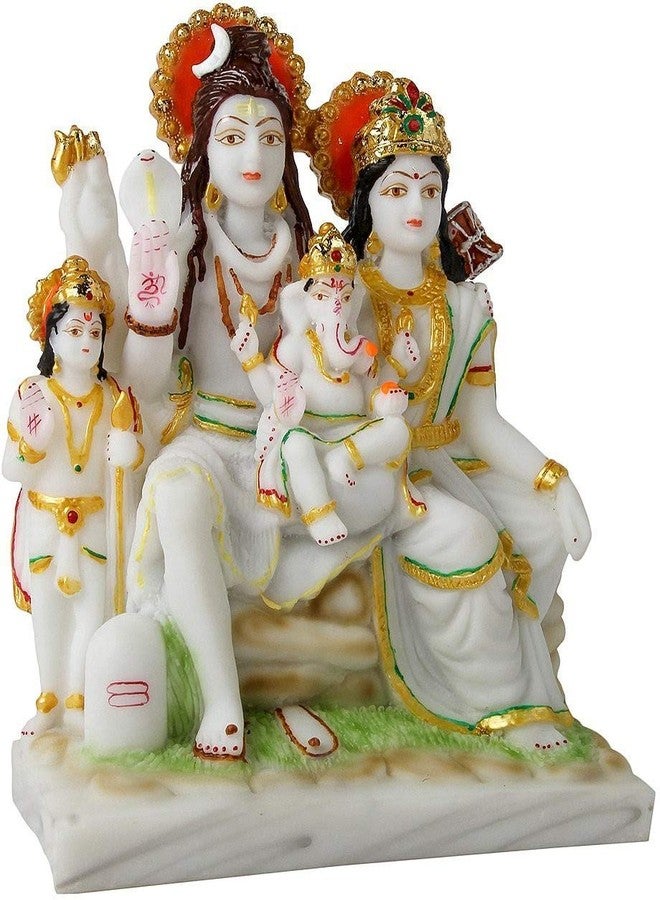 FABZONE Marble Dust Lord Shiva Parivar | Mahadeva Family Idol, 8.5 Inches, Multicolor(White), 1 Piece - Image 2